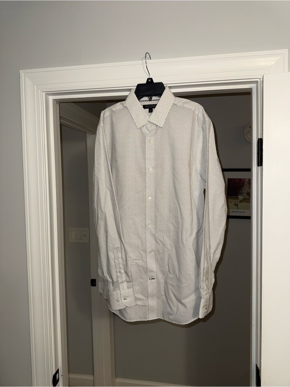 Banana Republic White Micro-Print Long-Sleeve Dress Shirt